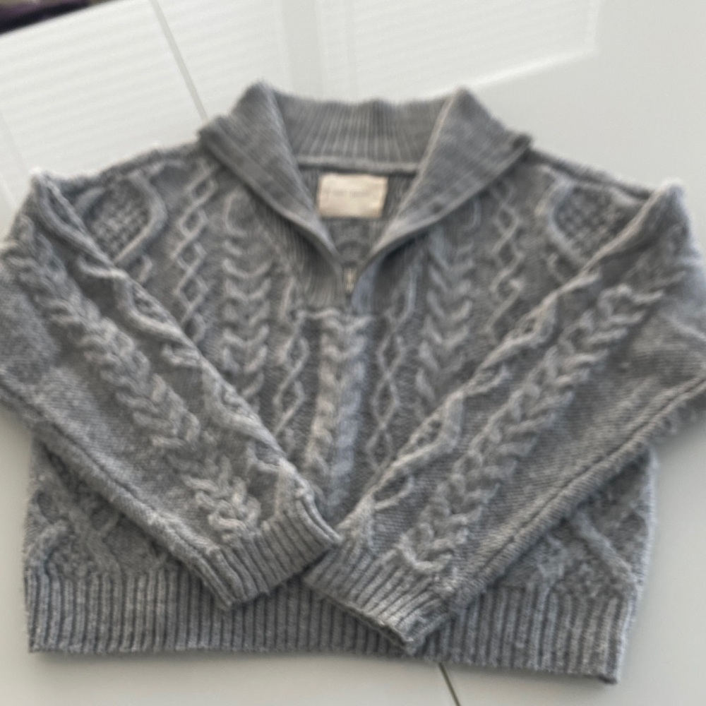 Lucky Brand Gray Cable Knit Women's Turtleneck Zip Sweater sz M